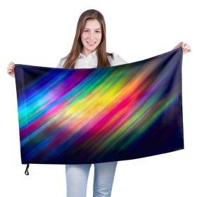 Флаг 3D с принтом Радужные полосы в Санкт-Петербурге, 100% полиэстер | плотность ткани — 95 г/м2, размер — 67 х 109 см. Принт наносится с одной стороны | линии | новые | полосы | прикольные | радуга | текстуры