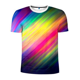Мужская футболка 3D спортивная с принтом Радужные полосы в Санкт-Петербурге, 100% полиэстер с улучшенными характеристиками | приталенный силуэт, круглая горловина, широкие плечи, сужается к линии бедра | линии | новые | полосы | прикольные | радуга | текстуры