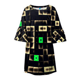 Детское платье 3D с принтом Minecraft в Санкт-Петербурге, 100% полиэстер | прямой силуэт, чуть расширенный к низу. Круглая горловина, на рукавах — воланы | Тематика изображения на принте: game | minecraft | игры | пиксели | популярные | прикольные