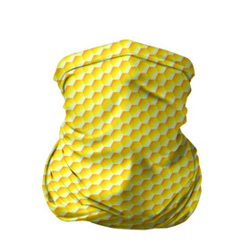 Бандана-труба 3D с принтом Соты в Санкт-Петербурге, 100% полиэстер, ткань с особыми свойствами — Activecool | плотность 150‒180 г/м2; хорошо тянется, но сохраняет форму | Тематика изображения на принте: yellow | вкусные | еда | желтый | прикольные | пчелы | соты