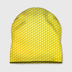 Шапка 3D с принтом Соты в Санкт-Петербурге, 100% полиэстер | универсальный размер, печать по всей поверхности изделия | yellow | вкусные | еда | желтый | прикольные | пчелы | соты