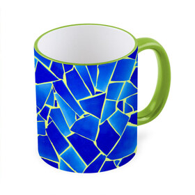 Кружка 3D с принтом Мозаика в Санкт-Петербурге, керамика | ёмкость 330 мл | осколки | синий | стекло