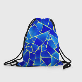 Рюкзак-мешок 3D с принтом Мозаика в Санкт-Петербурге, 100% полиэстер | плотность ткани — 200 г/м2, размер — 35 х 45 см; лямки — толстые шнурки, застежка на шнуровке, без карманов и подкладки | осколки | синий | стекло