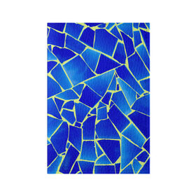 Обложка для паспорта матовая кожа с принтом Мозаика в Санкт-Петербурге, натуральная матовая кожа | размер 19,3 х 13,7 см; прозрачные пластиковые крепления | осколки | синий | стекло