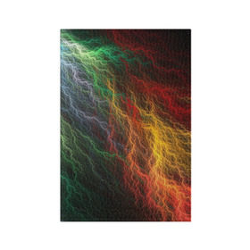 Обложка для паспорта матовая кожа с принтом Разноцветные молнии в Санкт-Петербурге, натуральная матовая кожа | размер 19,3 х 13,7 см; прозрачные пластиковые крепления | Тематика изображения на принте: lightning | молния