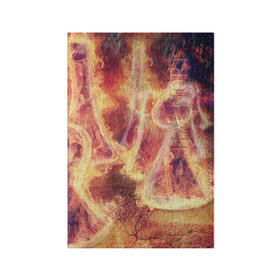 Обложка для паспорта матовая кожа с принтом Фигуры из пламени в Санкт-Петербурге, натуральная матовая кожа | размер 19,3 х 13,7 см; прозрачные пластиковые крепления | Тематика изображения на принте: пламя