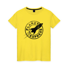 Женская футболка хлопок с принтом Планетарный экспресс в Санкт-Петербурге, 100% хлопок | прямой крой, круглый вырез горловины, длина до линии бедер, слегка спущенное плечо | futurama | planet express | планетарный эк | футурама