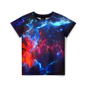 Детская футболка 3D с принтом Космос в Санкт-Петербурге, 100% гипоаллергенный полиэфир | прямой крой, круглый вырез горловины, длина до линии бедер, чуть спущенное плечо, ткань немного тянется | галактика | звезды | космос | туманность
