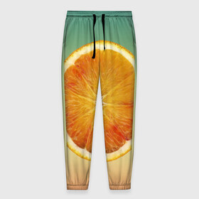 Мужские брюки 3D с принтом Апельсиновый рай в Санкт-Петербурге, 100% полиэстер | манжеты по низу, эластичный пояс регулируется шнурком, по бокам два кармана без застежек, внутренняя часть кармана из мелкой сетки | апельсин | градиент | жёлтый | зелёный | оранжевый