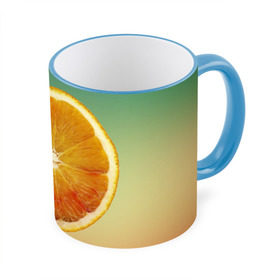Кружка 3D с принтом Апельсиновый рай в Санкт-Петербурге, керамика | ёмкость 330 мл | Тематика изображения на принте: апельсин | градиент | жёлтый | зелёный | оранжевый