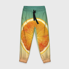 Детские брюки 3D с принтом Апельсиновый рай в Санкт-Петербурге, 100% полиэстер | манжеты по низу, эластичный пояс регулируется шнурком, по бокам два кармана без застежек, внутренняя часть кармана из мелкой сетки | апельсин | градиент | жёлтый | зелёный | оранжевый