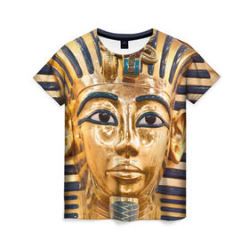 Женская футболка 3D с принтом Фараон в Санкт-Петербурге, 100% полиэфир ( синтетическое хлопкоподобное полотно) | прямой крой, круглый вырез горловины, длина до линии бедер | египет | фараон