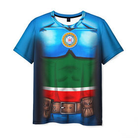Мужская футболка 3D с принтом Капитан Чечня в Санкт-Петербурге, 100% полиэфир | прямой крой, круглый вырез горловины, длина до линии бедер | 95 | капитан | супергерой | флаг | чеченец