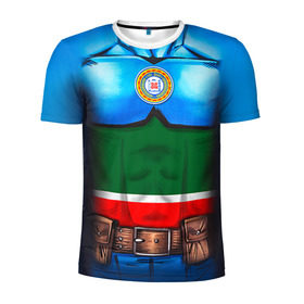 Мужская футболка 3D спортивная с принтом Капитан Чечня в Санкт-Петербурге, 100% полиэстер с улучшенными характеристиками | приталенный силуэт, круглая горловина, широкие плечи, сужается к линии бедра | 95 | капитан | супергерой | флаг | чеченец