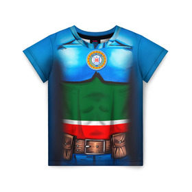 Детская футболка 3D с принтом Капитан Чечня в Санкт-Петербурге, 100% гипоаллергенный полиэфир | прямой крой, круглый вырез горловины, длина до линии бедер, чуть спущенное плечо, ткань немного тянется | 95 | капитан | супергерой | флаг | чеченец