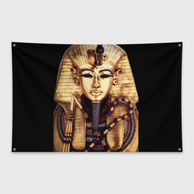 Флаг-баннер с принтом Хатшепсут в Санкт-Петербурге, 100% полиэстер | размер 67 х 109 см, плотность ткани — 95 г/м2; по краям флага есть четыре люверса для крепления | Тематика изображения на принте: египет | женщина | золото | маска | фараон египта | хатшепсут