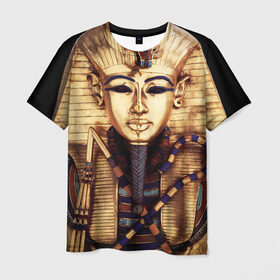 Мужская футболка 3D с принтом Хатшепсут в Санкт-Петербурге, 100% полиэфир | прямой крой, круглый вырез горловины, длина до линии бедер | египет | женщина | золото | маска | фараон египта | хатшепсут
