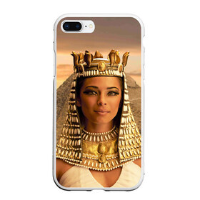 Чехол для iPhone 7Plus/8 Plus матовый с принтом Клеопатра в Санкт-Петербурге, Силикон | Область печати: задняя сторона чехла, без боковых панелей | египет | египетская | закат | золото | клеопатра | корона | песок | пирамиды | пустыня | солнце | царица