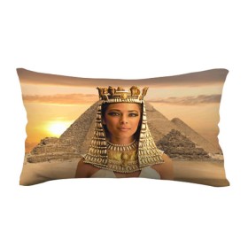 Подушка 3D антистресс с принтом Клеопатра в Санкт-Петербурге, наволочка — 100% полиэстер, наполнитель — вспененный полистирол | состоит из подушки и наволочки на молнии | египет | египетская | закат | золото | клеопатра | корона | песок | пирамиды | пустыня | солнце | царица