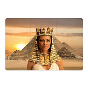 Магнитный плакат 3Х2 с принтом Клеопатра в Санкт-Петербурге, Полимерный материал с магнитным слоем | 6 деталей размером 9*9 см | Тематика изображения на принте: египет | египетская | закат | золото | клеопатра | корона | песок | пирамиды | пустыня | солнце | царица