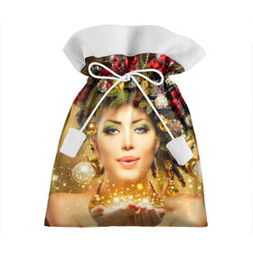 Подарочный 3D мешок с принтом Чудо девушка в Санкт-Петербурге, 100% полиэстер | Размер: 29*39 см | волшебница | волшебство | звезды | новый год | подарки | празник | фея | чудо девушка