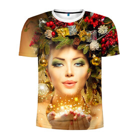 Мужская футболка 3D спортивная с принтом Чудо девушка в Санкт-Петербурге, 100% полиэстер с улучшенными характеристиками | приталенный силуэт, круглая горловина, широкие плечи, сужается к линии бедра | волшебница | волшебство | звезды | новый год | подарки | празник | фея | чудо девушка