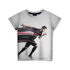 Детская футболка 3D с принтом Cristiano Ronaldo в Санкт-Петербурге, 100% гипоаллергенный полиэфир | прямой крой, круглый вырез горловины, длина до линии бедер, чуть спущенное плечо, ткань немного тянется | cristiano ronaldo