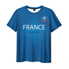 Мужская футболка 3D с принтом Сборная Франции 2016 в Санкт-Петербурге, 100% полиэфир | прямой крой, круглый вырез горловины, длина до линии бедер | euro2016 | france | футбол