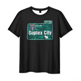 Мужская футболка 3D с принтом Suplex city в Санкт-Петербурге, 100% полиэфир | прямой крой, круглый вырез горловины, длина до линии бедер | fear | fury | wwe | рестлер