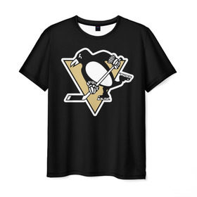 Мужская футболка 3D с принтом Pittsburgh Penguins Crosby в Санкт-Петербурге, 100% полиэфир | прямой крой, круглый вырез горловины, длина до линии бедер | crosby | nhl | pittsburgh penguins