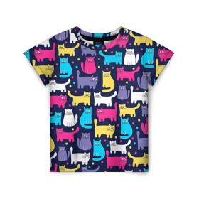 Детская футболка 3D с принтом Котятки в Санкт-Петербурге, 100% гипоаллергенный полиэфир | прямой крой, круглый вырез горловины, длина до линии бедер, чуть спущенное плечо, ткань немного тянется | кот | котенок | котик | кошечка | кошка | мем | независимая | сильная