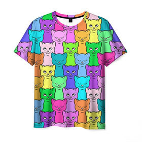 Мужская футболка 3D с принтом Котятушки в Санкт-Петербурге, 100% полиэфир | прямой крой, круглый вырез горловины, длина до линии бедер | кот | котенок | котик | кошечка | кошка | мем | независимая | сильная