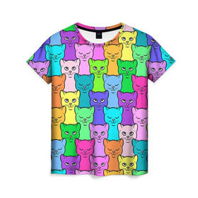 Женская футболка 3D с принтом Котятушки в Санкт-Петербурге, 100% полиэфир ( синтетическое хлопкоподобное полотно) | прямой крой, круглый вырез горловины, длина до линии бедер | кот | котенок | котик | кошечка | кошка | мем | независимая | сильная