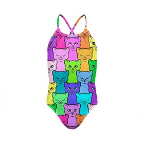 Детский купальник 3D с принтом Котятушки в Санкт-Петербурге, Полиэстер 85%, Спандекс 15% | Слитный крой, подклад по переду изделия, узкие бретели | кот | котенок | котик | кошечка | кошка | мем | независимая | сильная