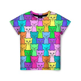 Детская футболка 3D с принтом Котятушки в Санкт-Петербурге, 100% гипоаллергенный полиэфир | прямой крой, круглый вырез горловины, длина до линии бедер, чуть спущенное плечо, ткань немного тянется | кот | котенок | котик | кошечка | кошка | мем | независимая | сильная