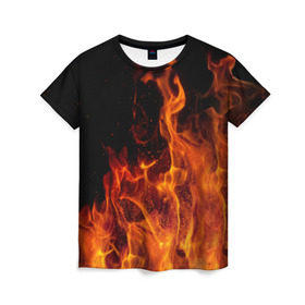 Женская футболка 3D с принтом Огонь в Санкт-Петербурге, 100% полиэфир ( синтетическое хлопкоподобное полотно) | прямой крой, круглый вырез горловины, длина до линии бедер | костер | пламя