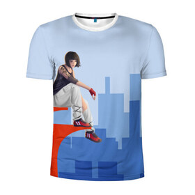 Мужская футболка 3D спортивная с принтом Паркур в Санкт-Петербурге, 100% полиэстер с улучшенными характеристиками | приталенный силуэт, круглая горловина, широкие плечи, сужается к линии бедра | faith | mirrors edge | parkour | зеркальная грань | паркур | фейт