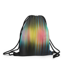Рюкзак-мешок 3D с принтом Спектр в Санкт-Петербурге, 100% полиэстер | плотность ткани — 200 г/м2, размер — 35 х 45 см; лямки — толстые шнурки, застежка на шнуровке, без карманов и подкладки | мерцание | радуга | свет | свечение | сияние | спектр | цвета | эквалайзер