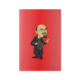 Обложка для паспорта матовая кожа с принтом Ленин каррикатура в Санкт-Петербурге, натуральная матовая кожа | размер 19,3 х 13,7 см; прозрачные пластиковые крепления | lenin | ussr | владимир | ильич | ленин | ссср