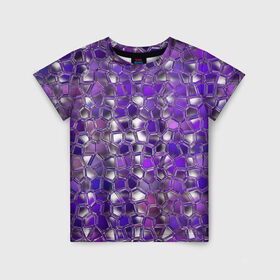 Детская футболка 3D с принтом Фиолетовая мозаика в Санкт-Петербурге, 100% гипоаллергенный полиэфир | прямой крой, круглый вырез горловины, длина до линии бедер, чуть спущенное плечо, ткань немного тянется | дизайн | искусство | композиция | мозаика | стёклышки | цветные камешки