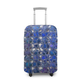 Чехол для чемодана 3D с принтом Синяя мозаика в Санкт-Петербурге, 86% полиэфир, 14% спандекс | двустороннее нанесение принта, прорези для ручек и колес | дизайн | искусство | композиция | мозаика | стёклышки | цветные камешки