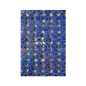 Обложка для паспорта матовая кожа с принтом Синяя мозаика в Санкт-Петербурге, натуральная матовая кожа | размер 19,3 х 13,7 см; прозрачные пластиковые крепления | дизайн | искусство | композиция | мозаика | стёклышки | цветные камешки
