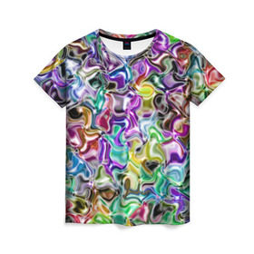 Женская футболка 3D с принтом Цветное безумие в Санкт-Петербурге, 100% полиэфир ( синтетическое хлопкоподобное полотно) | прямой крой, круглый вырез горловины, длина до линии бедер | арт | дизайн | искусство | краски | мозаика | палитра | радуга | разные цвета | текстура | цветное безумие