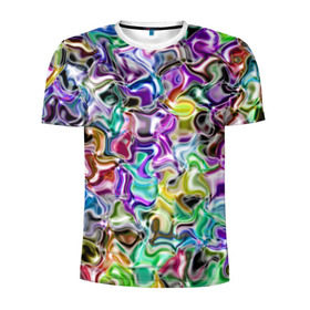 Мужская футболка 3D спортивная с принтом Цветное безумие в Санкт-Петербурге, 100% полиэстер с улучшенными характеристиками | приталенный силуэт, круглая горловина, широкие плечи, сужается к линии бедра | арт | дизайн | искусство | краски | мозаика | палитра | радуга | разные цвета | текстура | цветное безумие