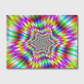 Альбом для рисования с принтом Спектральная иллюзия в Санкт-Петербурге, 100% бумага
 | матовая бумага, плотность 200 мг. | Тематика изображения на принте: взрыв | гипноз | движение | краски | красочный фон | обман зрения | оптическая иллюзия | погружение | текстура | фокус | цветовой спектр