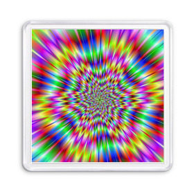 Магнит 55*55 с принтом Спектральная иллюзия в Санкт-Петербурге, Пластик | Размер: 65*65 мм; Размер печати: 55*55 мм | взрыв | гипноз | движение | краски | красочный фон | обман зрения | оптическая иллюзия | погружение | текстура | фокус | цветовой спектр