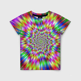 Детская футболка 3D с принтом Спектральная иллюзия в Санкт-Петербурге, 100% гипоаллергенный полиэфир | прямой крой, круглый вырез горловины, длина до линии бедер, чуть спущенное плечо, ткань немного тянется | взрыв | гипноз | движение | краски | красочный фон | обман зрения | оптическая иллюзия | погружение | текстура | фокус | цветовой спектр