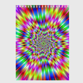 Скетчбук с принтом Спектральная иллюзия в Санкт-Петербурге, 100% бумага
 | 48 листов, плотность листов — 100 г/м2, плотность картонной обложки — 250 г/м2. Листы скреплены сверху удобной пружинной спиралью | взрыв | гипноз | движение | краски | красочный фон | обман зрения | оптическая иллюзия | погружение | текстура | фокус | цветовой спектр