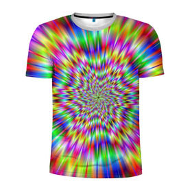 Мужская футболка 3D спортивная с принтом Спектральная иллюзия в Санкт-Петербурге, 100% полиэстер с улучшенными характеристиками | приталенный силуэт, круглая горловина, широкие плечи, сужается к линии бедра | Тематика изображения на принте: взрыв | гипноз | движение | краски | красочный фон | обман зрения | оптическая иллюзия | погружение | текстура | фокус | цветовой спектр