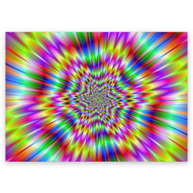Поздравительная открытка с принтом Спектральная иллюзия в Санкт-Петербурге, 100% бумага | плотность бумаги 280 г/м2, матовая, на обратной стороне линовка и место для марки
 | Тематика изображения на принте: взрыв | гипноз | движение | краски | красочный фон | обман зрения | оптическая иллюзия | погружение | текстура | фокус | цветовой спектр